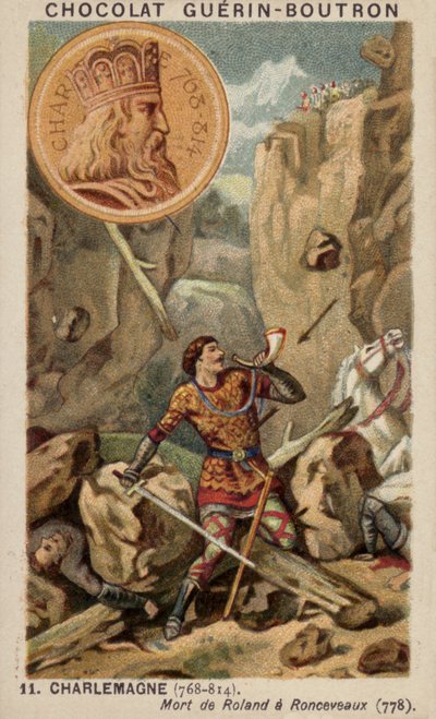 Charlemagne et la mort de Roland à Roncevaux, 778 - French School