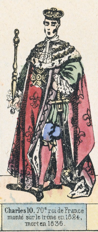 Charles X, 70e roi de France, monté sur le trône en 1824, mort en 1836 - French School