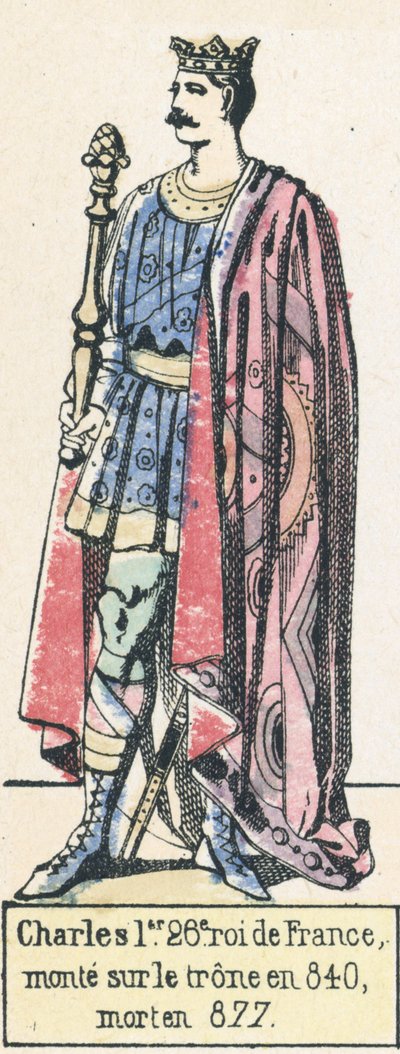Charles Ier, 26e roi de France, monte sur le trône en 840, mort en 877 - French School