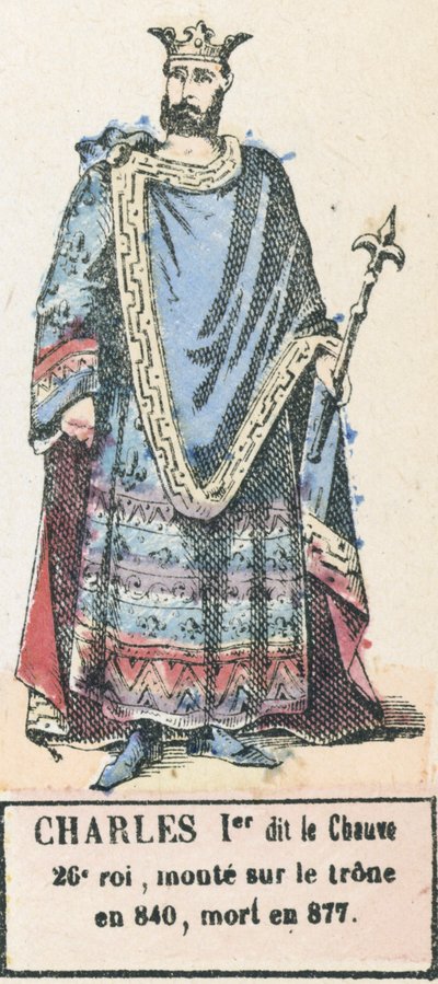 Charles Ier dit le Chauve, 26e roi, monte sur le trône en 840, mort en 877 - French School