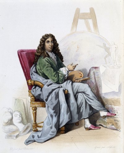 Charles Le Brun (1619-1690) peintre et décorateur français - dans « Le Plutarque français », par Mennechet - French School