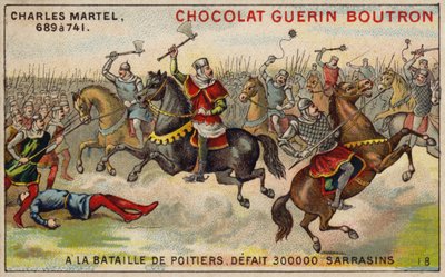 Charles Martel battant une armée de 300 000 Sarrasins à la bataille de Poitiers, 732 - French School