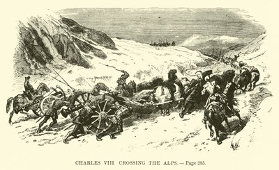 Charles VIII traversant les Alpes - French School
