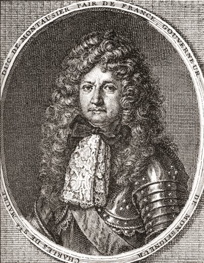Charles de Sainte-Maure, duc de Montausier, soldat français et gouverneur du dauphin, Louis le Grand Dauphin. De Les Heures Libres publié en 1908 - French School
