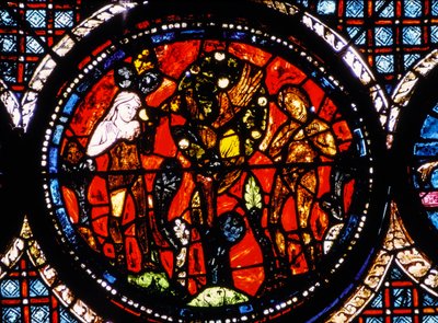 Cathédrale de Chartres, Vitrail circulaire du Bon Samaritain Vitrail (vitrail) - French School