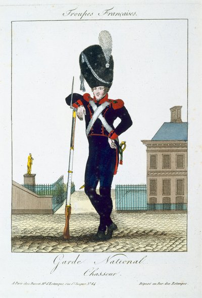 Chasseur de la Garde Nationale, de Troupes Françaises, pub. chez Basset, Paris, vers 1790 - French School
