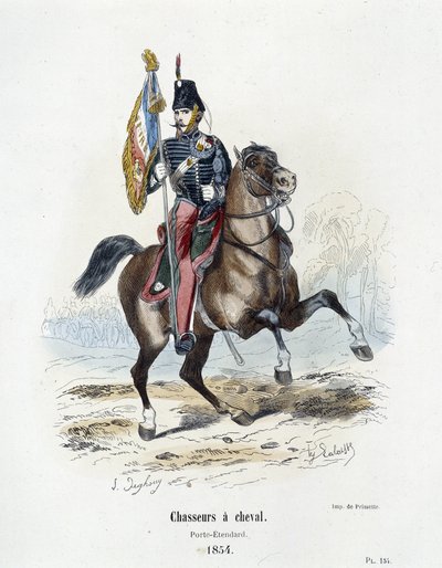 Chasseurs à cheval : Porte-étendard en 1854 - dans "Histoire de l
