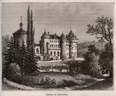 Château de Chastellux - Chastellux sur Cure, Bourgogne - gravure dans « La France illustrée : géographie, histoire, administration statistique » par V.-A. Malt-Brown. 1884 - French School