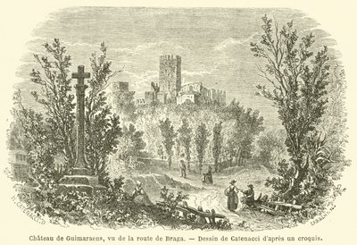 Château de Guimarães, vu de la route de Braga - French School
