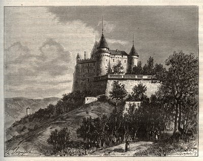 Château de Mercuès - Cahors - gravure dans « La France illustrée : géographie, histoire, administration statistique » par V.-A. Malt-Brown. 1884 - French School