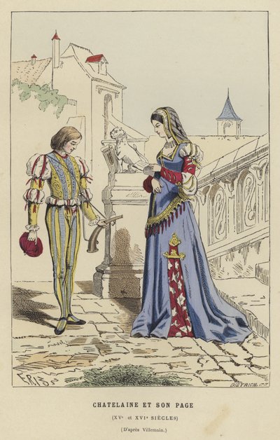 Châtelaine et son page, 15ème ou 16ème siècle - French School
