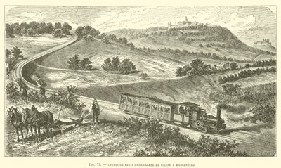Chemin de Fer à Crémaillère de Vienne à Kahlenberg (gravure) - French School