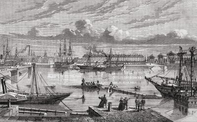 Cherbourg au XVIIIe siècle, gravé par Le Breton d