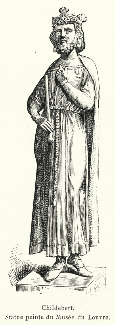 Childebert, Statue peinte du Musée du Louvre - French School