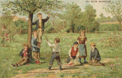 Enfants cueillant des cerises - French School