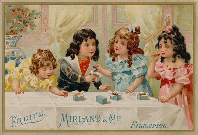 Enfants mangeant des bonbons - French School