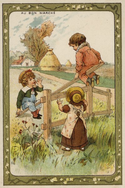Enfants jouant à la balançoire - French School