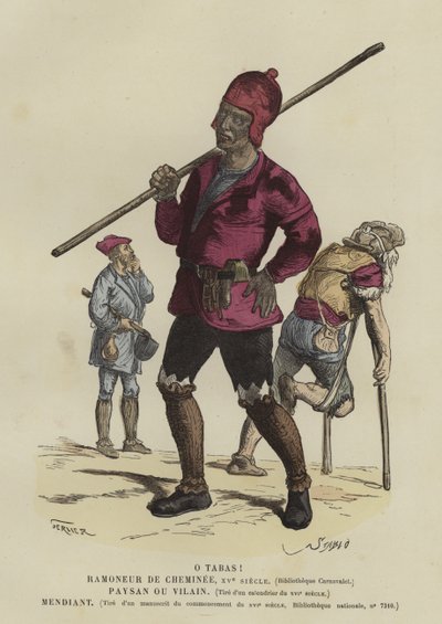 Ramoneur, paysan et mendiant, 15ème siècle - French School