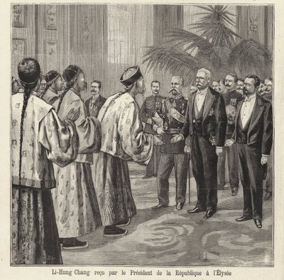 Le politicien et diplomate chinois Li Hongzhang reçu par le président français Félix Faure au palais de l