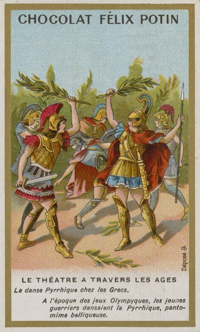 Carte de commerce Chocolat Felix Potin, Théâtre à travers les âges - French School