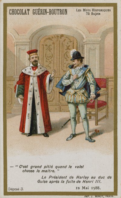 Carte de commerce Chocolat Guerin-Boutron, série Mots Historiques - French School