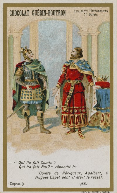 Carte de commerce Chocolat Guerin-Boutron, série Mots Historiques - French School