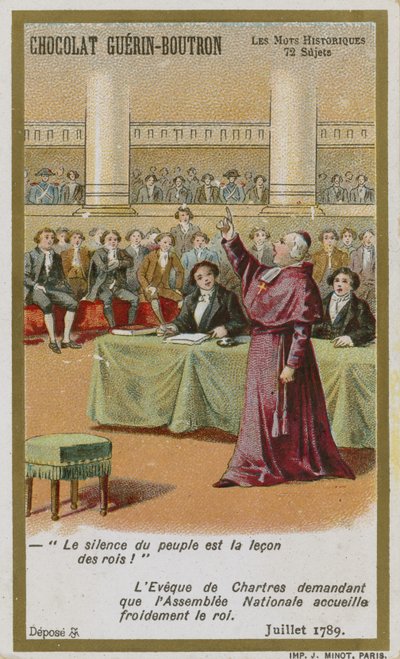 Carte de commerce Chocolat Guerin-Boutron, série Mots Historiques - French School
