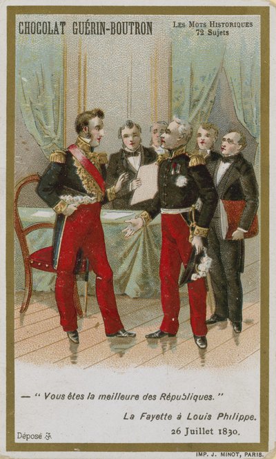 Carte de commerce Chocolat Guerin-Boutron, série Mots Historiques - French School