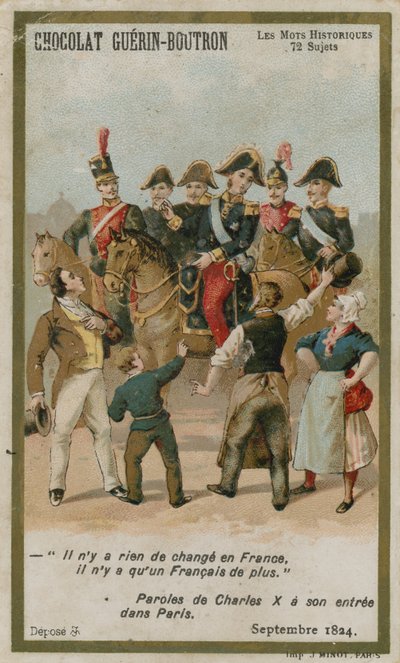 Carte de commerce Chocolat Guerin-Boutron, série Mots Historiques - French School