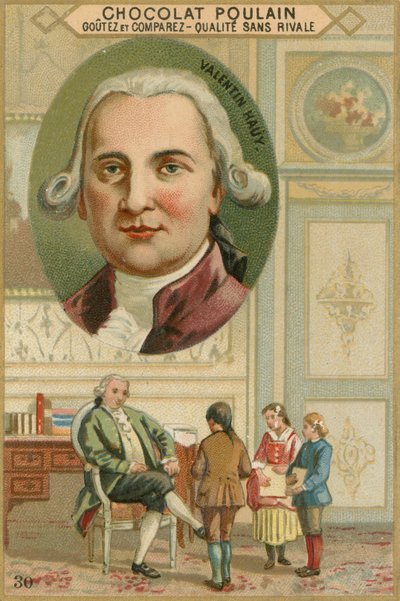 Carte commerciale Chocolat Poulain, Valentin Haüy - French School
