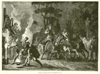 Chretiens mariyrises par Neron (engraving) - French School