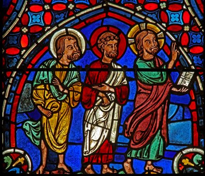 Christ - avec 2 apôtres - French School