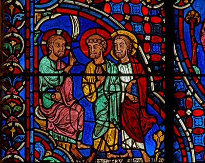 Christ - avec 2 apôtres - French School