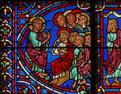Christ - avec 2 apôtres - French School