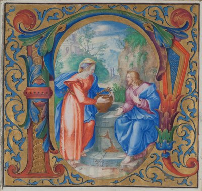Le Christ et la femme samaritaine au puits - French School