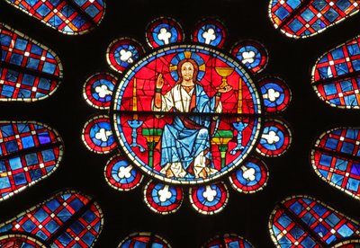 Christ avec un calice et entre deux chandeliers - French School
