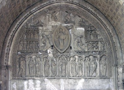 Christ avec deux anges et scènes de la vie de Saint Étienne, de la porte nord - French School