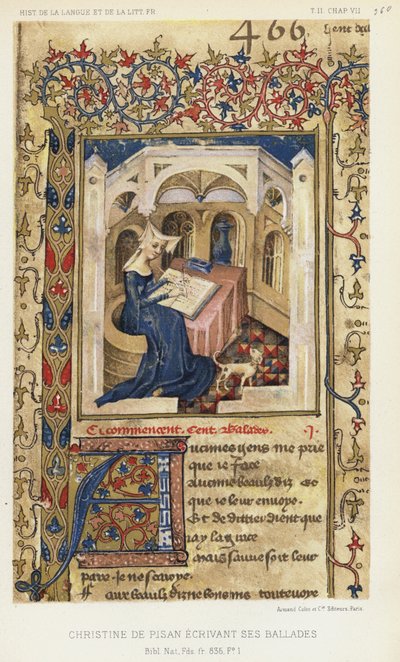 Christine de Pisan écrivant ses ballades - French School