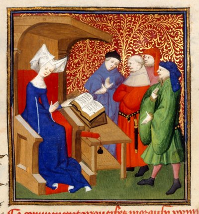 Christine enseignant, MS Harley 4431, f.259v, France, c.1410-14 - French School