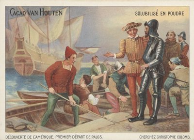Christophe Colomb partant de Palos pour son voyage à la découverte de l