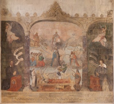 Église Saint-Jean-Baptiste. Intérieur. Chapelle Saint-Fursy. Peintures murales. La glorification de Marie (fresque dite de la bonne mort). Début 17e siècle - French School