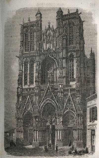 Église Saint-Vulfran ancienne collégiale à Abbeville dans le département de la Somme en France - gravure dans « Histoire de France » par Victor Duruy (1811-1894) - 1882 - French School
