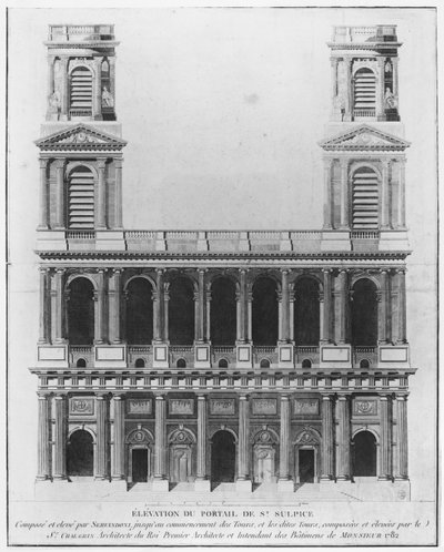 Église Saint-Sulpice, élévation de la façade, Paris, 1782 - French School