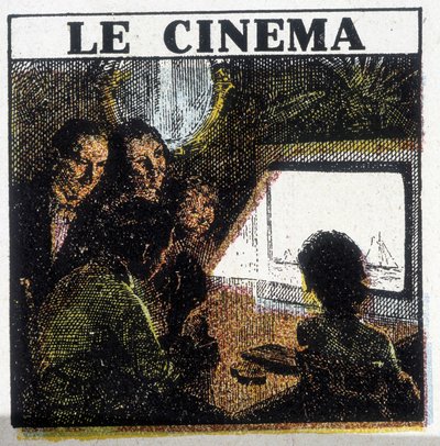 Projection de cinéma, vers 1920 - French School