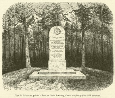 Cippe de Brémontier, près de la Teste (gravure) - French School