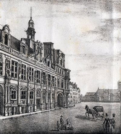 Hôtel de Ville - "Alphabet Pittoresque des Monuments de Paris" vers 1840 (gravure) - French School