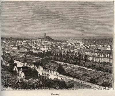 Clamecy - Nièvre - Bourgogne - gravure dans "La France illustrée: géographie, histoire, administration statistique" par V.A. Malt-Brown. 1884 - French School