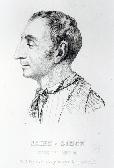 Claude Henri de Rouvroy, Comte de Saint-Simon, gravé par Perrot - French School