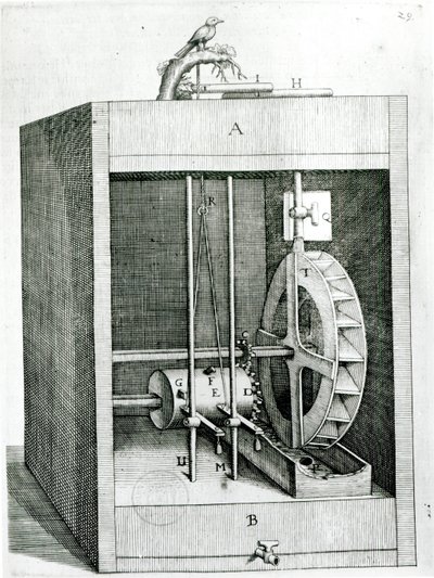 Oiseau mécanique, tiré de Les Raisons des Forces Mouvantes par Salomon de Caus (vers 1576-1626), 1615 - French School