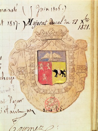 Blason de Charles Maurice de Talleyrand-Périgord (1754-1838) Prince de Bénévent - French School